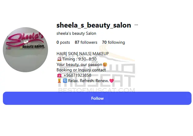 Sheela's Beauty Salon Muscat Qurum Instagram