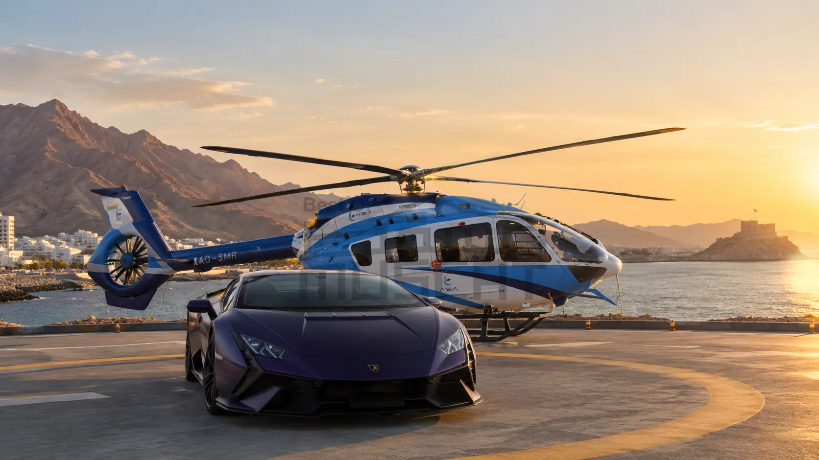 Lamborghini Helicopter Experience luxury Oman Muscat